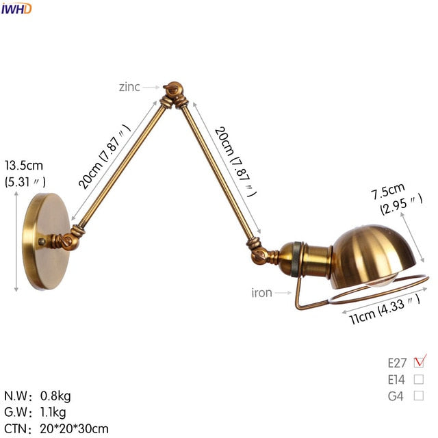 Golden pedant wall light